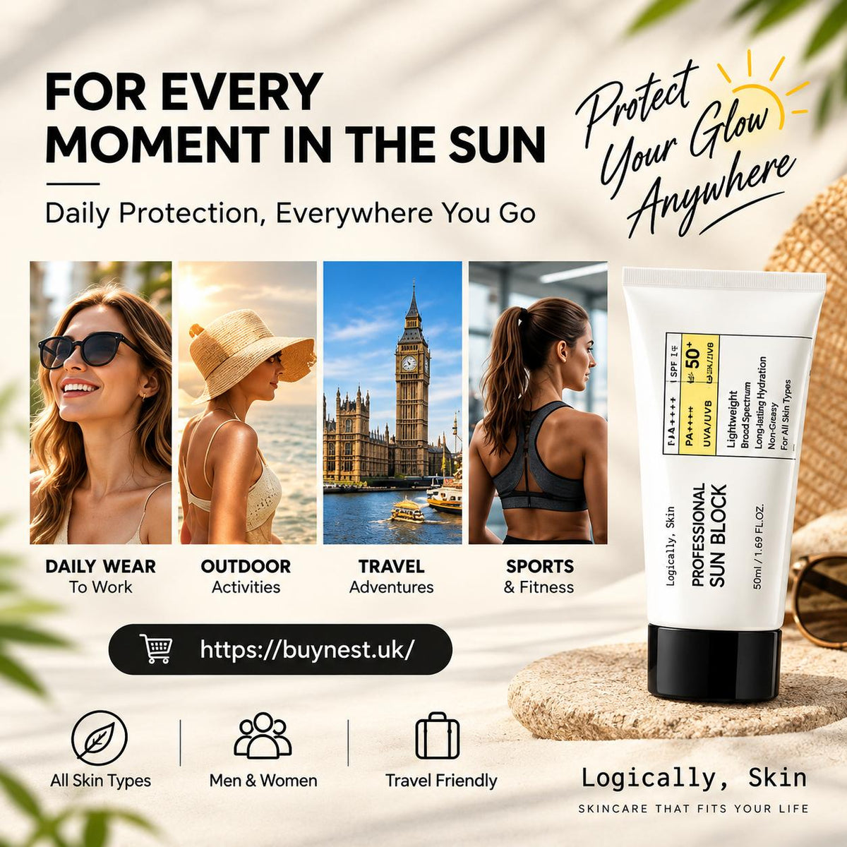 Logically, Skin Professional Sun Block SPF50+PA++++-70g